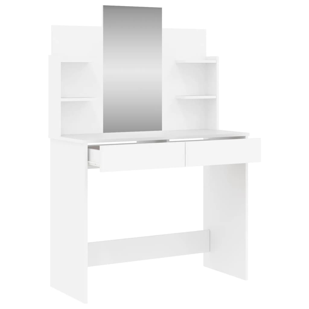 NNEVL Dressing Table with Mirror White 96x39x142 cm-4