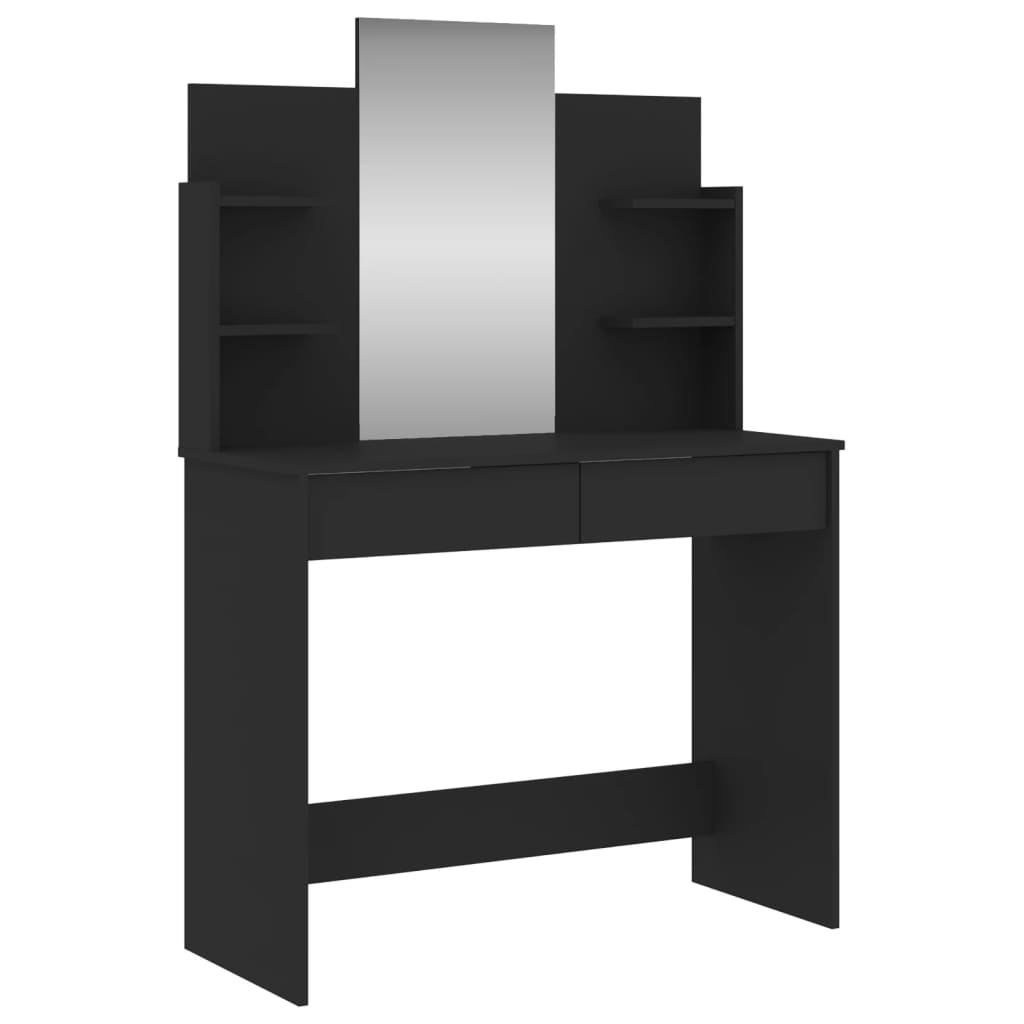 NNEVL Dressing Table with Mirror Black 96x39x142 cm-1