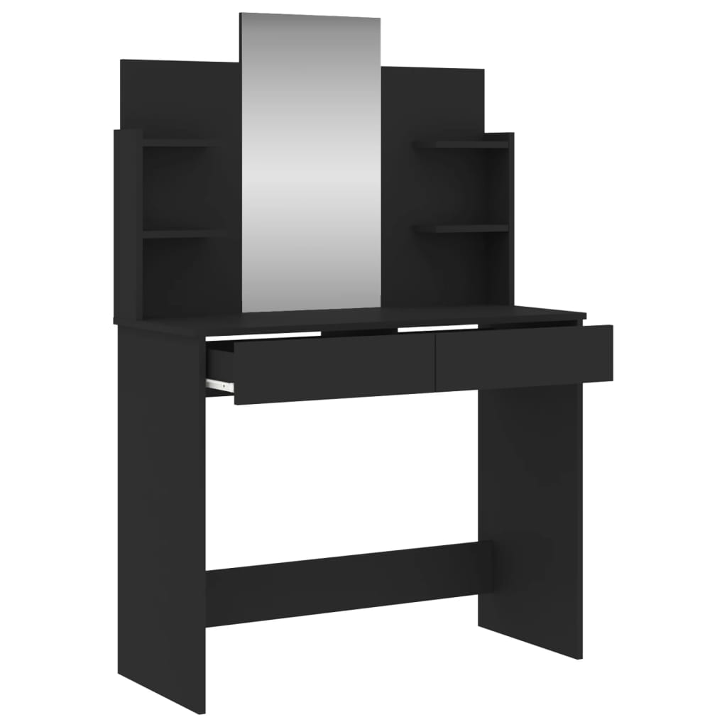 NNEVL Dressing Table with Mirror Black 96x39x142 cm-4