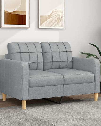 Divano a 2 Posti Grigio Chiaro 120 cm in Tessuto