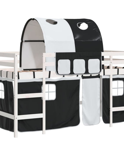 Letto a Soppalco con Tunnel Bambini Bianco e Nero 90x190cm Pino