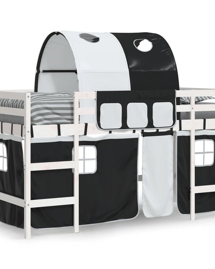 Letto a Soppalco con Tunnel Bambini Bianco e Nero 90x190cm Pino