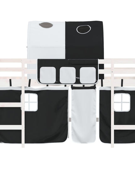 Letto a Soppalco con Tunnel Bambini Bianco e Nero 90x190cm Pino