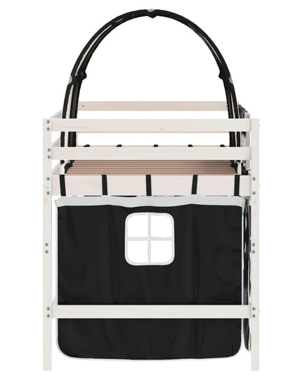 Letto a Soppalco con Tunnel Bambini Bianco e Nero 90x190cm Pino
