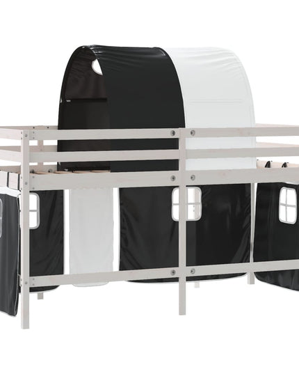 Letto a Soppalco con Tunnel Bambini Bianco e Nero 90x190cm Pino