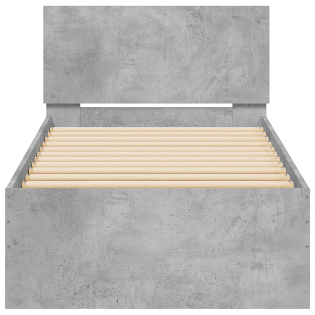 Giroletto con Testiera e LED Grigio Cemento 75x190 cm