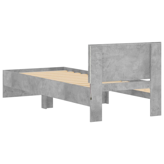Giroletto con Testiera e LED Grigio Cemento 75x190 cm