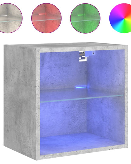 Comodino con Luci LED a Parete Grigio Cemento