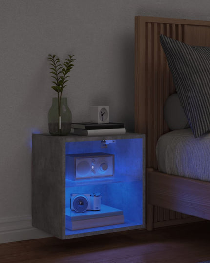 Comodino con Luci LED a Parete Grigio Cemento