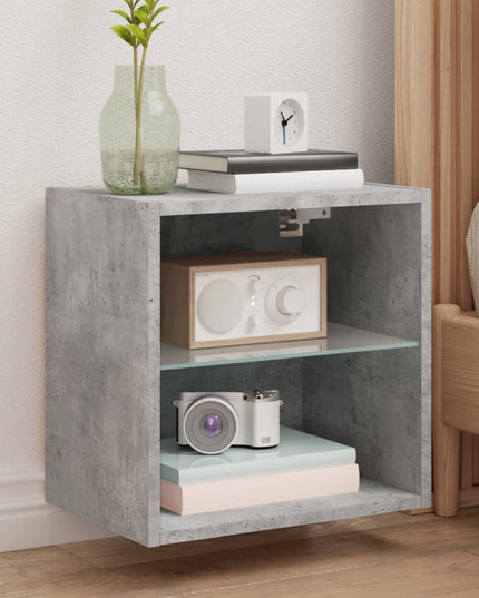Comodino con Luci LED a Parete Grigio Cemento
