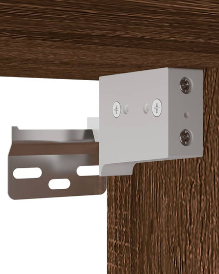 Comodino con Luci LED a Parete Rovere Marrone
