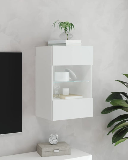 Mobile TV a Parete con Luci LED Bianco 40x30x60,5 cm