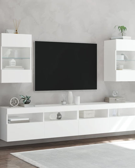 Mobile TV a Parete con Luci LED Bianco 40x30x60,5 cm