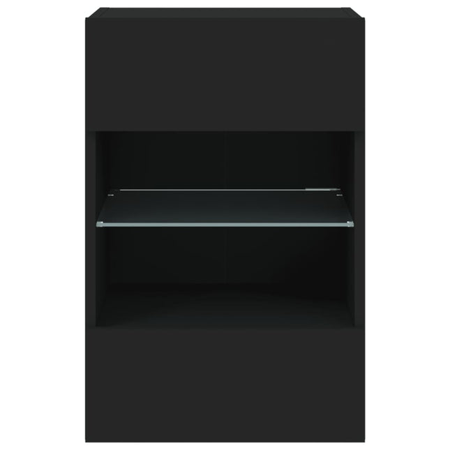 Mobili TV a Parete con Luci LED 2pz Neri 40x30x60,5 cm
