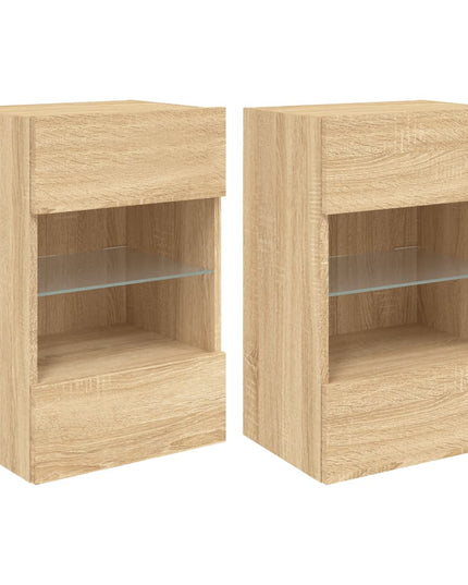 Mobili TV a Parete con Luci LED 2pz Rovere Sonoma 40x30x60,5 cm