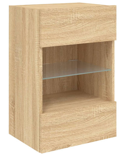 Mobili TV a Parete con Luci LED 2pz Rovere Sonoma 40x30x60,5 cm