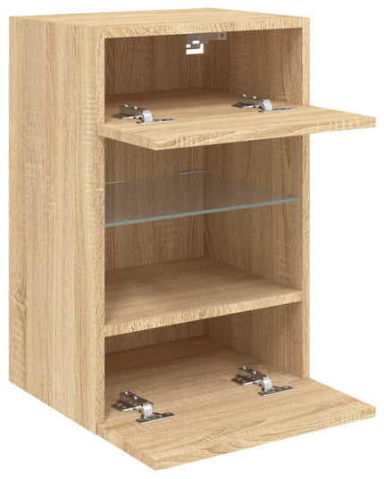 Mobili TV a Parete con Luci LED 2pz Rovere Sonoma 40x30x60,5 cm