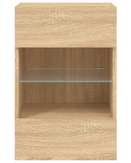 Mobili TV a Parete con Luci LED 2pz Rovere Sonoma 40x30x60,5 cm