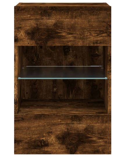 Mobile TV a Parete con Luci LED Rovere Fumo 40x30x60,5 cm