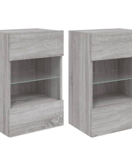 Mobili TV a Parete con Luci LED 2pz Grigio Sonoma 40x30x60,5 cm