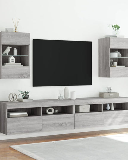 Mobili TV a Parete con Luci LED 2pz Grigio Sonoma 40x30x60,5 cm