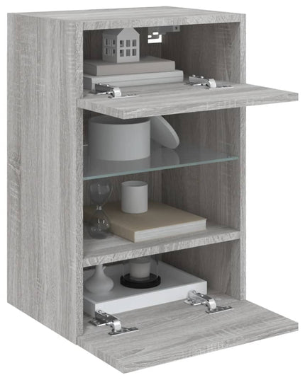 Mobili TV a Parete con Luci LED 2pz Grigio Sonoma 40x30x60,5 cm