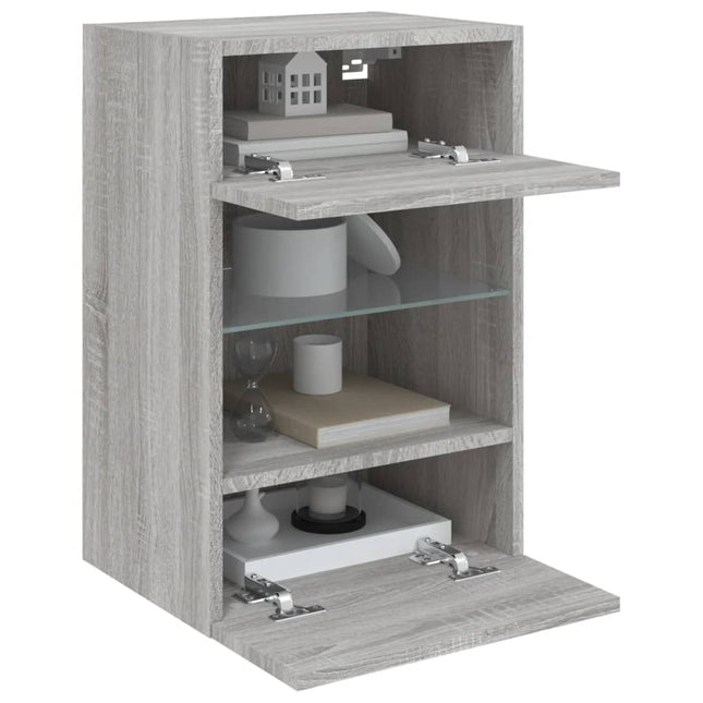 Mobili TV a Parete con Luci LED 2pz Grigio Sonoma 40x30x60,5 cm