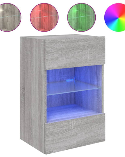 Mobili TV a Parete con Luci LED 2pz Grigio Sonoma 40x30x60,5 cm