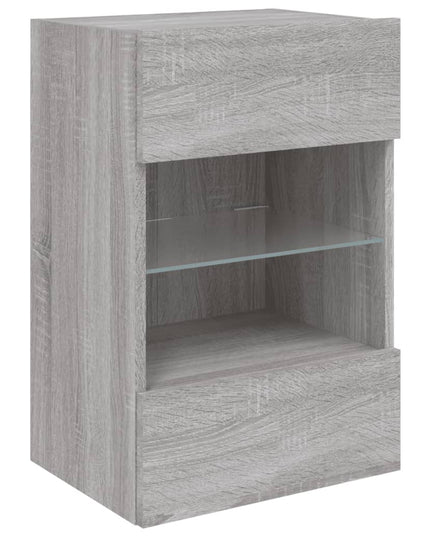 Mobili TV a Parete con Luci LED 2pz Grigio Sonoma 40x30x60,5 cm