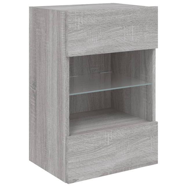 Mobili TV a Parete con Luci LED 2pz Grigio Sonoma 40x30x60,5 cm