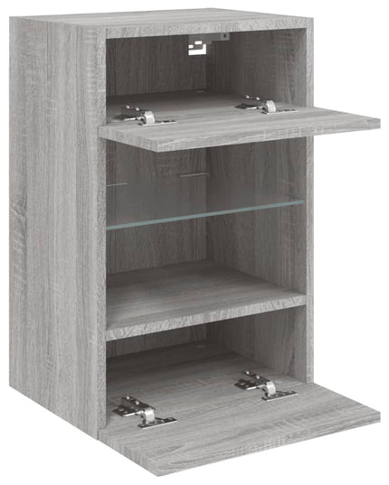 Mobili TV a Parete con Luci LED 2pz Grigio Sonoma 40x30x60,5 cm