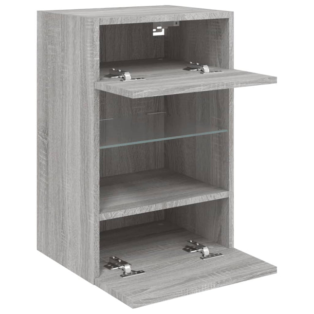 Mobili TV a Parete con Luci LED 2pz Grigio Sonoma 40x30x60,5 cm