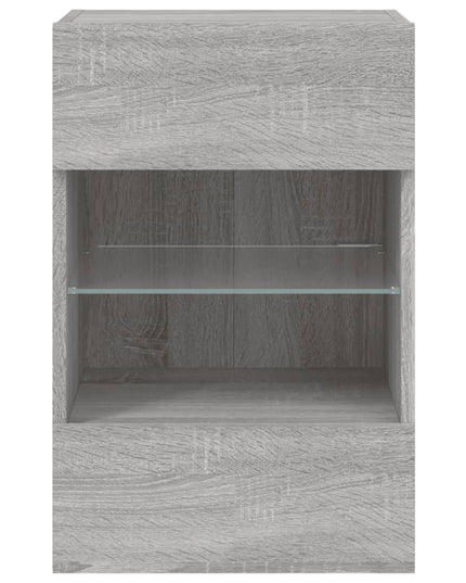 Mobili TV a Parete con Luci LED 2pz Grigio Sonoma 40x30x60,5 cm