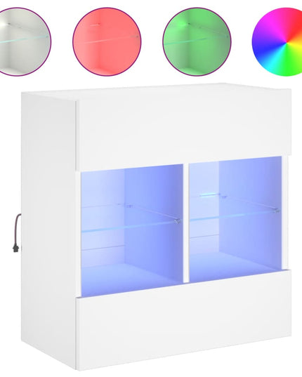 Mobile TV a Parete con Luci LED Bianco 58,5x30x60,5 cm