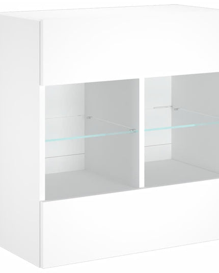 Mobile TV a Parete con Luci LED Bianco 58,5x30x60,5 cm
