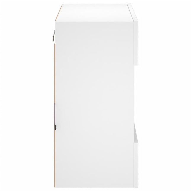 Mobile TV a Parete con Luci LED Bianco 58,5x30x60,5 cm