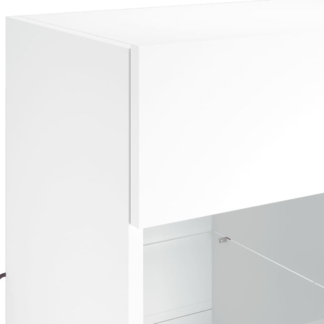 Mobile TV a Parete con Luci LED Bianco 58,5x30x60,5 cm