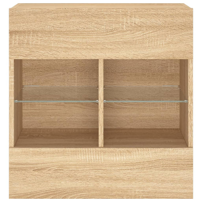 Mobile TV a Parete con Luci LED Rovere Sonoma 58,5x30x60,5 cm