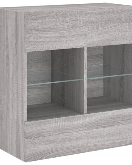 Mobile TV a Parete con Luci LED Grigio Sonoma 58,5x30x60,5 cm