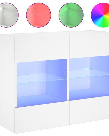 Mobile TV a Parete con Luci LED Bianco 78,5x30x60,5 cm