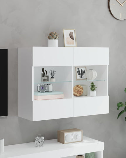 Mobile TV a Parete con Luci LED Bianco 78,5x30x60,5 cm