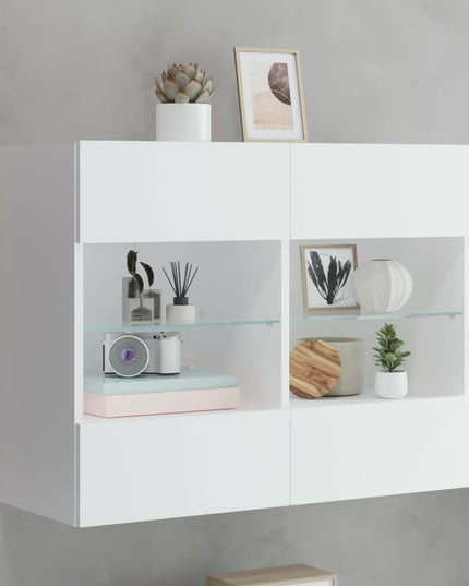 Mobile TV a Parete con Luci LED Bianco 78,5x30x60,5 cm