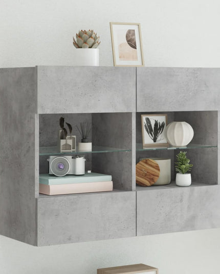Mobile TV a Parete con Luci LED Grigio Cemento 78,5x30x60,5 cm