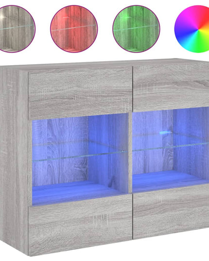 Mobile TV a Parete con Luci LED Grigio Sonoma 78,5x30x60,5 cm