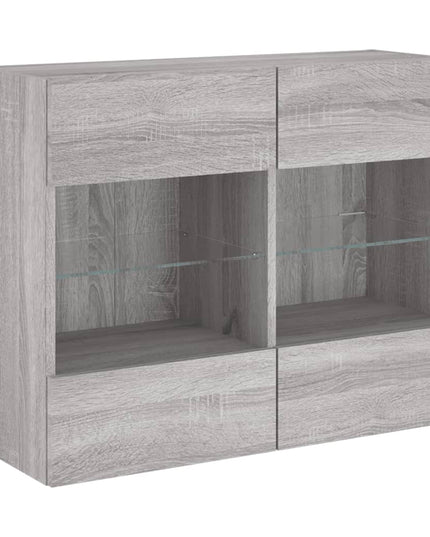 Mobile TV a Parete con Luci LED Grigio Sonoma 78,5x30x60,5 cm
