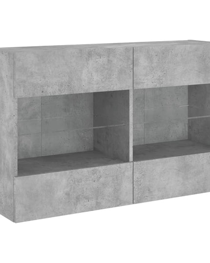 Mobile TV a Parete con Luci LED Grigio Cemento 98,5x30x60,5 cm