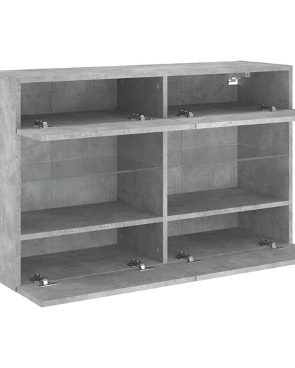 Mobile TV a Parete con Luci LED Grigio Cemento 98,5x30x60,5 cm