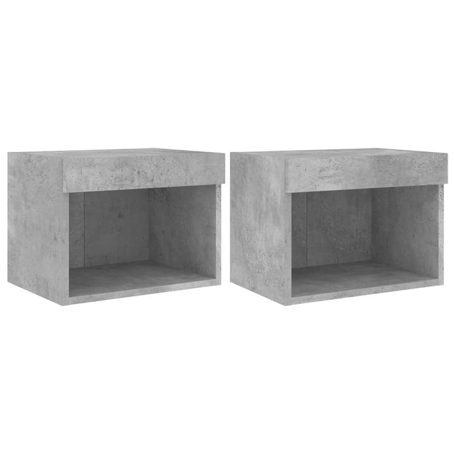 Comodini con Luci LED a Parete 2pz Grigio Cemento