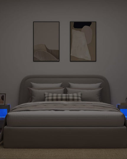 Comodini con Luci LED a Parete 2pz Grigio Cemento