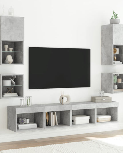 Comodini con Luci LED a Parete 2pz Grigio Cemento